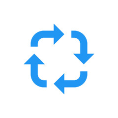 Poster - A circular arrangement of four blue arrows indicating a process of looping or continuous rotation design