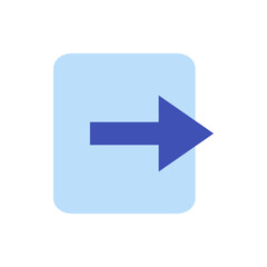 Poster - Light blue rounded rectangle with a dark blue arrow pointing to the right side on a white background image