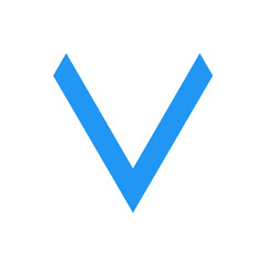 Poster - A downward pointing chevron in blue color indicating direction on a white background simple graphic design