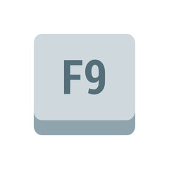 Poster - Illustration of a gray key with rounded corners displaying the text f nine in a bold sans serif font style