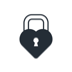 Poster - Black Castle in the shape of a heart icon isolated on white background. Locked Heart. Love symbol and keyhole sign. Vector