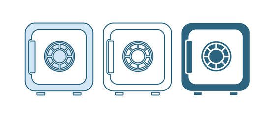 Poster - Blue Safe icon isolated on white background. The door safe a bank vault with a combination lock. Reliable Data Protection. Vector