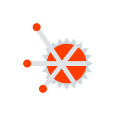 Poster - Illustration of a spiky orange circle with grey lines and circles on a white background design image