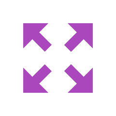 Poster - Four purple arrows pointing outwards from the center arranged in a square formation on a white background