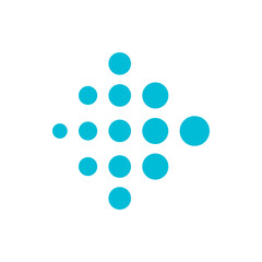 Poster - A collection of turquoise circles arranged in a cross like pattern on a white background in a symmetrical design