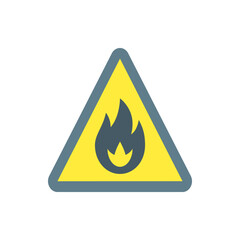 Poster - A hazard symbol featuring a flame inside a yellow triangle with a gray border warning of fire danger present