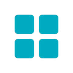 Poster - A simple grid layout featuring four rounded squares in a uniform turquoise color on a white background plain