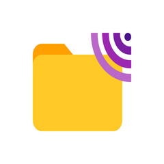 Poster - Illustration of a yellow folder with a smaller folder behind it and a wifi symbol on the top right corner