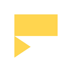 Poster - A yellow banner with a rectangular body and a triangular tail on a white background illustration