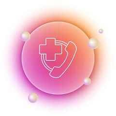 Fototapete - White Emergency phone call to hospital icon isolated on white background. Orange and pink gradient circle background. Vector