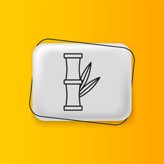 Poster - Black Bamboo icon isolated on yellow background. Silver rectangle button. Vector