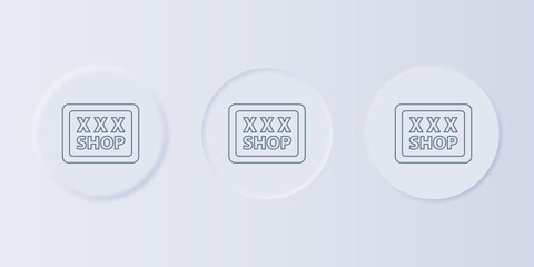 Poster - Grey Sex shop icon isolated on grey background. Sex shop, online sex store, adult erotic products concept. Set icons in square buttons. Vector