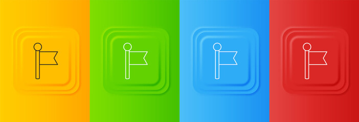 Poster - White Flag icon isolated on colorful background. Location marker symbol. Set icons in square buttons. Vector