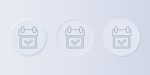 Poster - Grey Calendar with check mark icon isolated on grey background. Set icons in square buttons. Vector