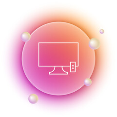 Poster - White Smart Tv icon isolated on white background. Television sign. Orange and pink gradient circle background. Vector