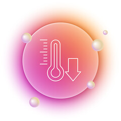 Poster - White Meteorology thermometer measuring icon isolated on white background. Thermometer equipment showing hot or cold weather. Orange and pink gradient circle background. Vector