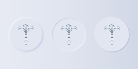 Poster - Grey Tropical palm tree icon isolated on grey background. Coconut palm tree. Set icons in square buttons. Vector