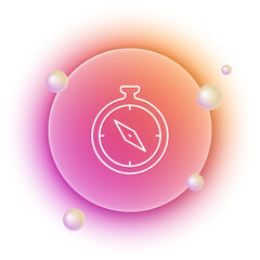 Poster - White Compass icon isolated on white background. Windrose navigation symbol. Wind rose sign. Orange and pink gradient circle background. Vector