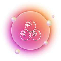 Poster - White Billiard pool snooker ball with number 8 icon isolated on white background. Orange and pink gradient circle background. Vector
