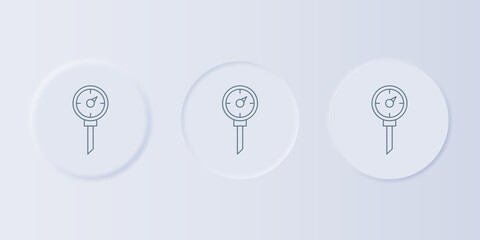 Poster - Grey Kitchen thermometer icon isolated on grey background. Set icons in square buttons. Vector