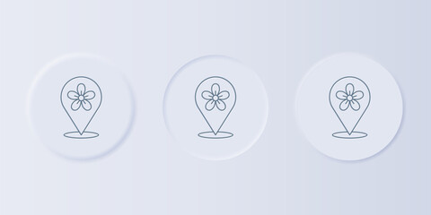 Poster - Grey Location with flower icon isolated on grey background. Set icons in square buttons. Vector