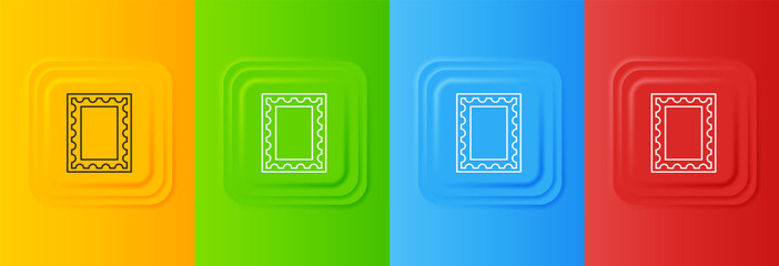 Poster - White Postal stamp icon isolated on colorful background. Set icons in square buttons. Vector