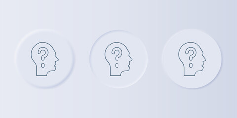 Poster - Grey Human head with question mark icon isolated on grey background. Set icons in square buttons. Vector
