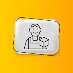 Aufkleber - Black Graphic designer icon isolated on yellow background. Silver rectangle button. Vector