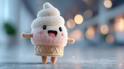 Poster - Adorable stuffed animal ice cream character with a charming smile showcasing a playful and fun design