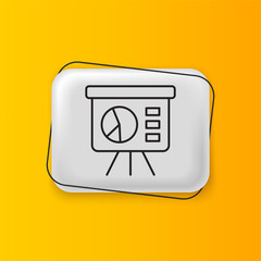 Fototapete - Black Presentation financial business board with graph, schedule, chart, diagram, infographic, pie graph icon isolated on yellow background. Silver rectangle button. Vector