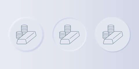 Poster - Grey Gold coin with gold bars icon isolated on grey background. Banking currency sign. Cash symbol. Set icons in square buttons. Vector