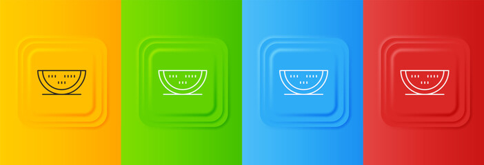 Poster - White Watermelon icon isolated on colorful background. Set icons in square buttons. Vector