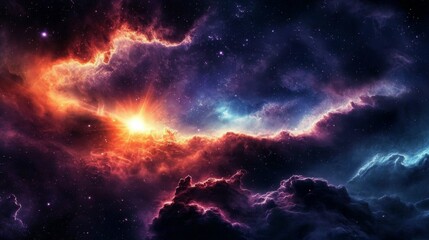 Wall Mural - Explore the breathtaking colors of the cosmos with this mesmerizing nebula.