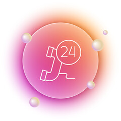 Fototapete - White Telephone 24 hours support icon isolated on white background. All-day customer support call-center. Full time call services. Orange and pink gradient circle background. Vector