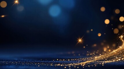 Fototapete - Midnight blue background with twinkling gold starbursts in retro style