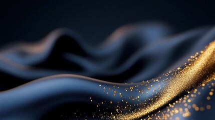 Fototapete - Navy backdrop with shimmering gold dust, abstract celebration atmosphere