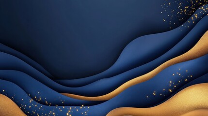 Fototapete - Navy backdrop with shimmering gold dust, abstract celebration atmosphere