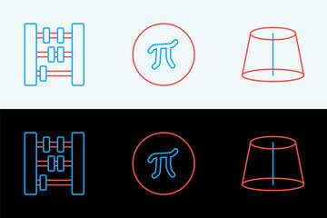 Poster - set line geometric figure, abacus and pi symbol icon. vector