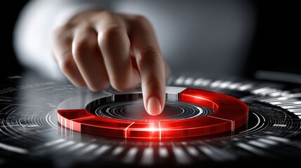 Poster - A hand is pressing a red button on a screen