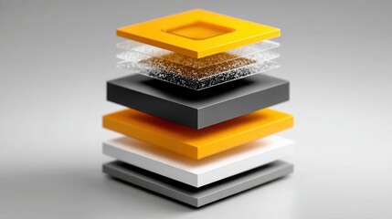 Poster - Three stacked boxes representing organization and efficiency in a minimalist business environment