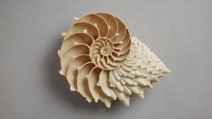 Poster - Intricate wooden flower crafted from natural materials showcasing fibonacci design elements and organic aesthetic appeal