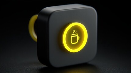 Poster - A button featuring a coffee cup design symbolizing morning highs in trading and breakout entry concepts