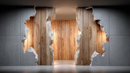Poster - A room featuring a wooden door creating a sense of entry and opportunity in interior design and architecture