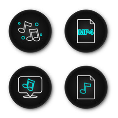 Poster - Set line MP3 file document, Music note, tone, MP4 and icon. Vector