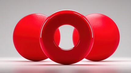 Poster - Pair of vibrant red rings resting elegantly on a smooth white surface showcasing their simple yet striking design