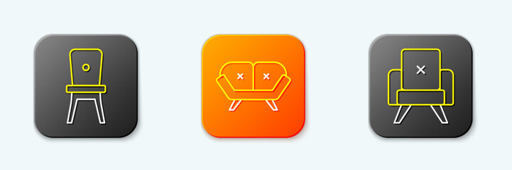 Poster - Set line Chair, Sofa and Armchair icon. Vector