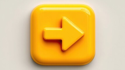 Poster - Bright yellow arrow icon symbolizing direction and movement perfect for use in digital design and navigation contexts