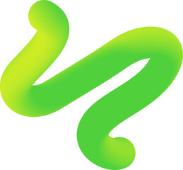 Poster - 3d green gradient line. abstract wavy and squiggle organic shape. swirl dynamic trendy element with 