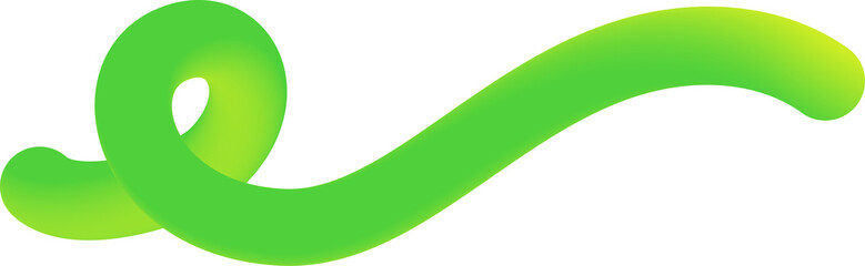 Poster - 3d green gradient line. Abstract wavy and squiggle organic shape. Swirl dynamic trendy element with neon gradation. Holographic vibrant color