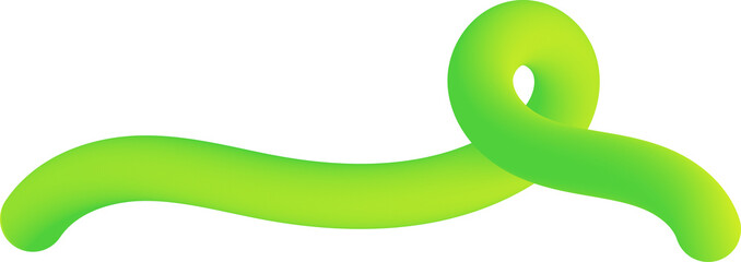 Poster - 3d green gradient line. Abstract wavy and squiggle organic shape. Swirl dynamic trendy element with neon gradation. Holographic vibrant color